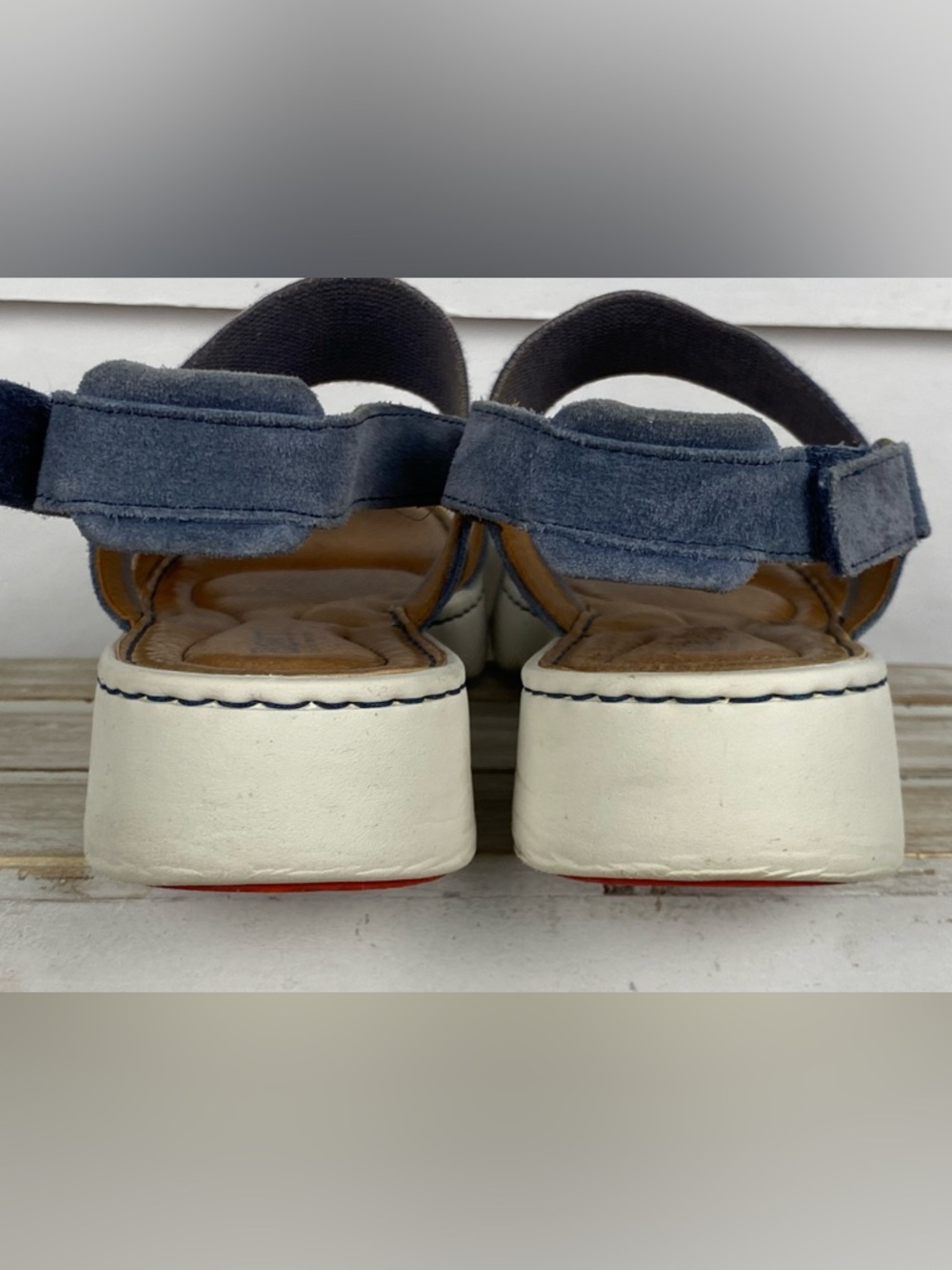 Born Navy Suede and Elastic Strap Platform Sandals - Picture 7 of 11